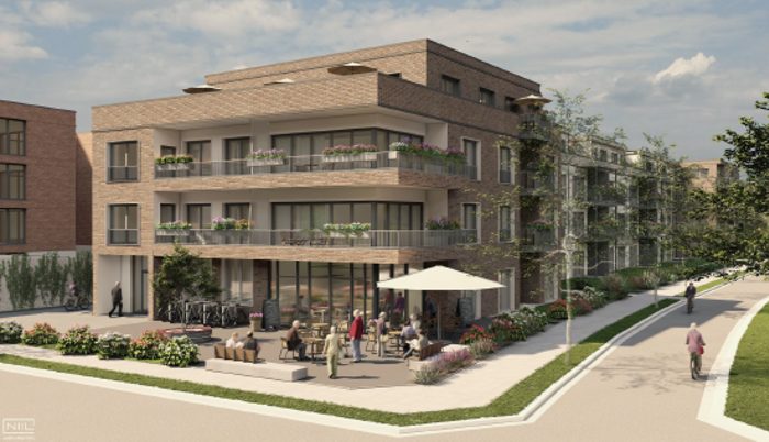 Rendering Fliegerhorst Oldenburg, Vorplatz mit Eingangszone